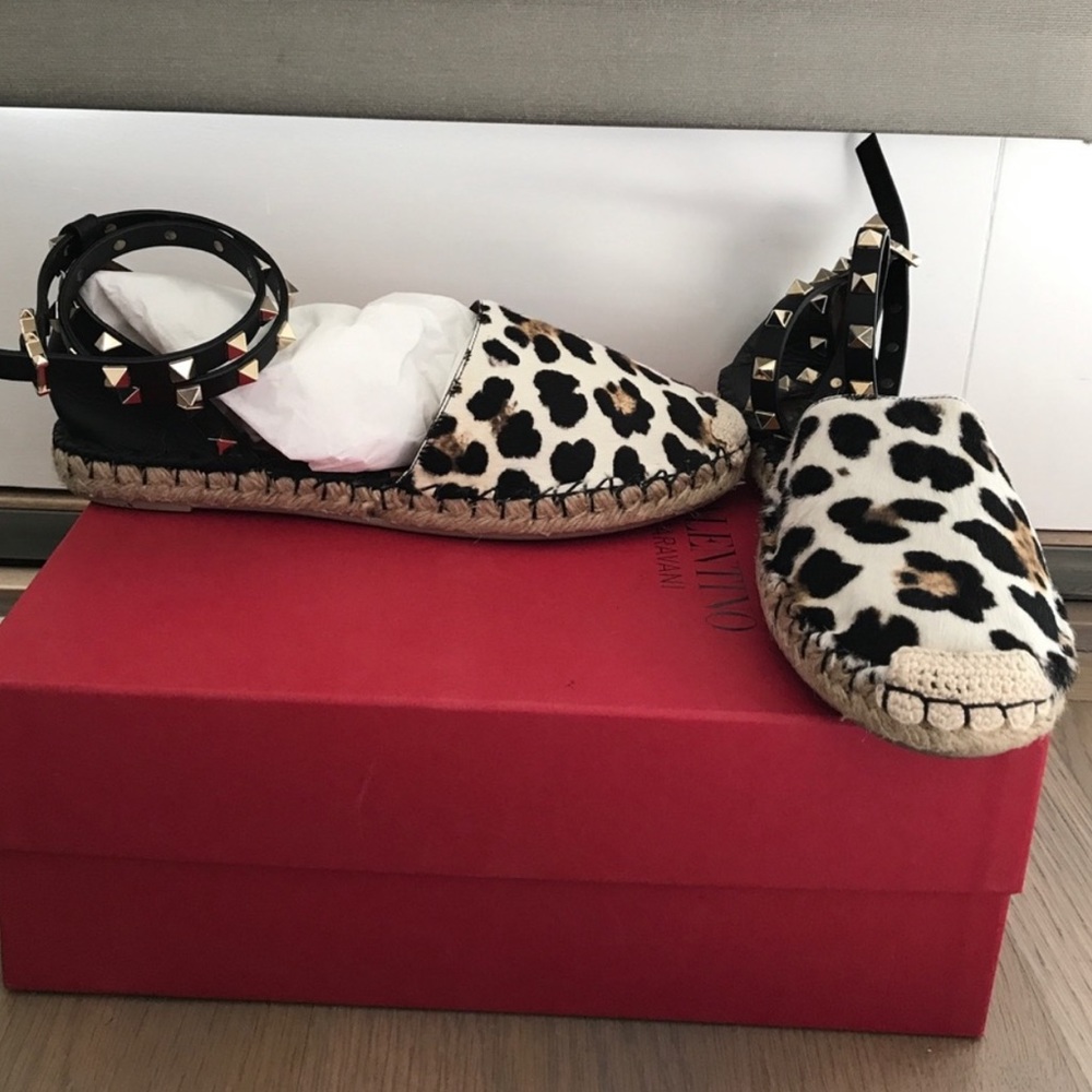 Valentino rockstud leopard print espadrilles, 38 - Picture 5 of 8